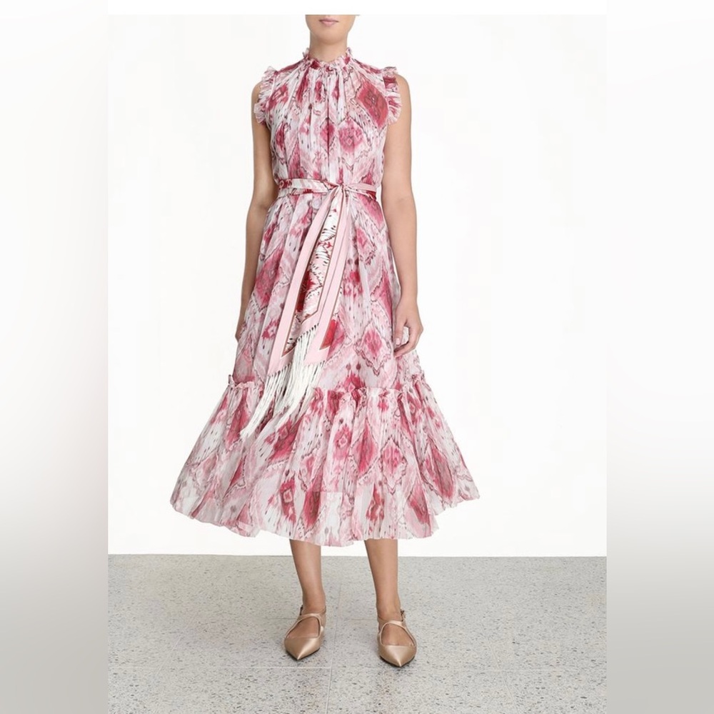 Zimmerman Wavelength Tank Frilled Midi Dress